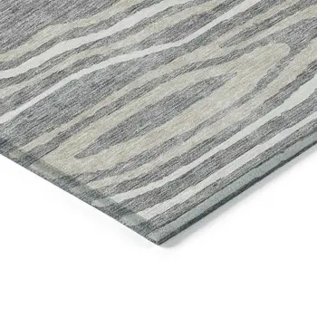 9' X 12' Gray Ivory And Beige Faux Bois Washable Indoor Outdoor Area Rug