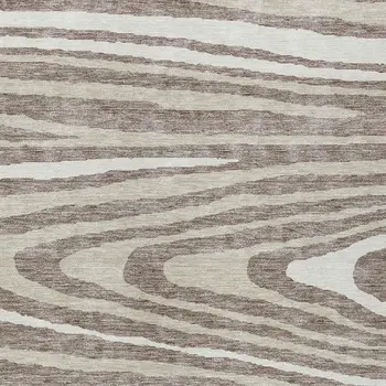3' X 5' Taupe Ivory And Khaki Faux Bois Washable Indoor Outdoor Area Rug