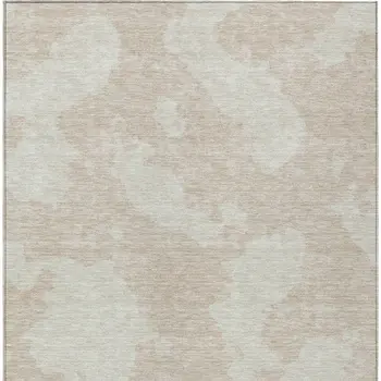 10' X 14' Beige And Ivory Abstract Washable Indoor Outdoor Area Rug