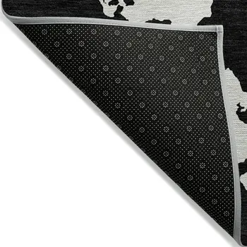 3' X 5' Black And Ivory Abstract Washable Indoor Outdoor Area Rug