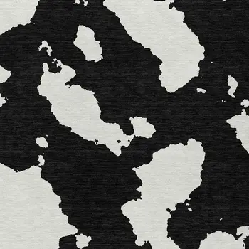 5' X 8' Black And Ivory Abstract Washable Indoor Outdoor Area Rug