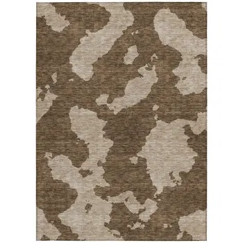 5' X 8' Brown And Beige Abstract Washable Indoor Outdoor Area Rug