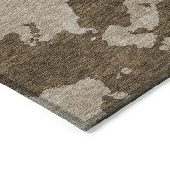 5' X 8' Brown And Beige Abstract Washable Indoor Outdoor Area Rug