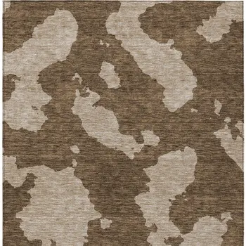 5' X 8' Brown And Beige Abstract Washable Indoor Outdoor Area Rug