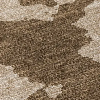 8' Brown And Beige Round Abstract Washable Indoor Outdoor Area Rug