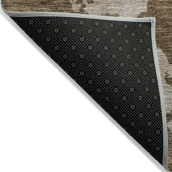 8' X 10' Brown And Beige Abstract Washable Indoor Outdoor Area Rug
