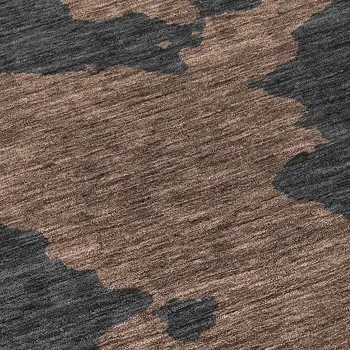 8' Chocolate And Charcoal Round Abstract Washable Indoor Outdoor Area Rug
