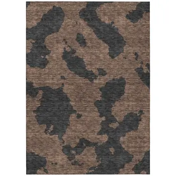 8' X 10' Chocolate And Charcoal Abstract Washable Indoor Outdoor Area Rug