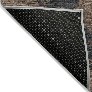9' X 12' Chocolate And Charcoal Abstract Washable Indoor Outdoor Area Rug