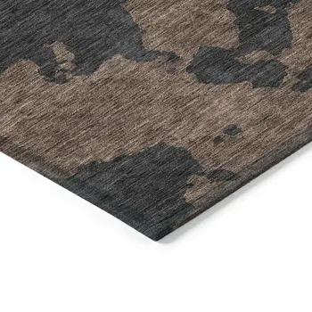 10' X 14' Chocolate And Charcoal Abstract Washable Indoor Outdoor Area Rug