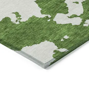 5' X 8' Green And Ivory Abstract Washable Indoor Outdoor Area Rug