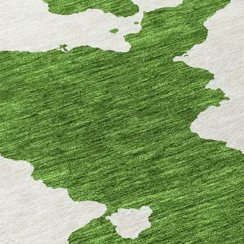 8' Green And Ivory Round Abstract Washable Indoor Outdoor Area Rug