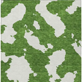 8' X 10' Green And Ivory Abstract Washable Indoor Outdoor Area Rug
