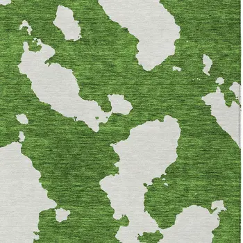 10' X 14' Green And Ivory Abstract Washable Indoor Outdoor Area Rug