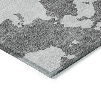 3' X 5' Gray And Ivory Abstract Washable Indoor Outdoor Area Rug
