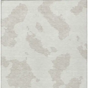 3' X 5' Ivory And Beige Abstract Washable Indoor Outdoor Area Rug