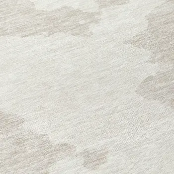 8' Ivory And Beige Round Abstract Washable Indoor Outdoor Area Rug