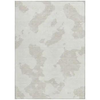 9' X 12' Ivory And Beige Abstract Washable Indoor Outdoor Area Rug