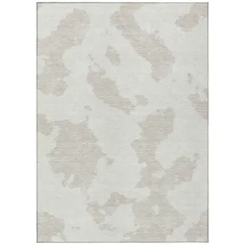 9' X 12' Ivory And Beige Abstract Washable Indoor Outdoor Area Rug