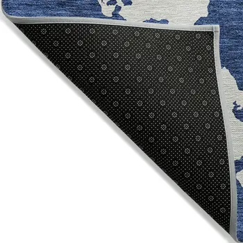 8' X 10' Navy Blue And Ivory Abstract Washable Indoor Outdoor Area Rug