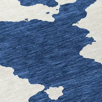 8' X 10' Navy Blue And Ivory Abstract Washable Indoor Outdoor Area Rug