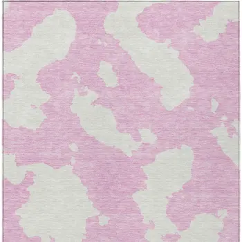 5' X 8' Pink And Ivory Abstract Washable Indoor Outdoor Area Rug
