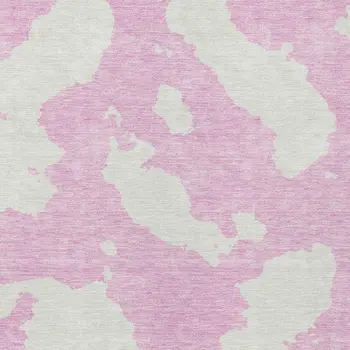 9' X 12' Pink And Ivory Abstract Washable Indoor Outdoor Area Rug