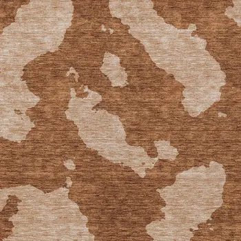 5' X 8' Terra Cotta And Rust Abstract Washable Indoor Outdoor Area Rug