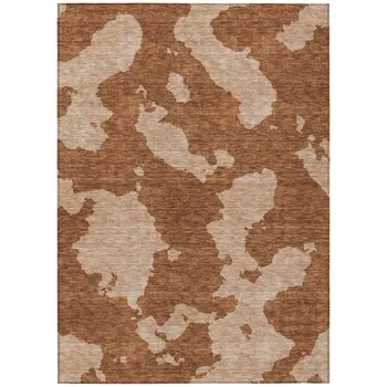 8' X 10' Terra Cotta And Rust Abstract Washable Indoor Outdoor Area Rug