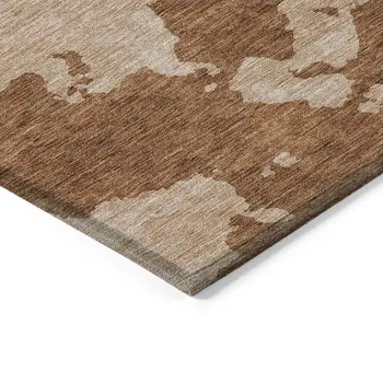 9' X 12' Terra Cotta And Rust Abstract Washable Indoor Outdoor Area Rug