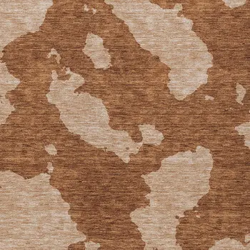 10' X 14' Terra Cotta And Rust Abstract Washable Indoor Outdoor Area Rug