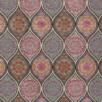 5' X 8' Black Pink And Orange Floral Medallion Washable Indoor Outdoor Area Rug