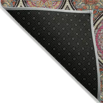8' X 10' Black Pink And Orange Floral Medallion Washable Indoor Outdoor Area Rug