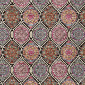10' X 14' Black Pink And Orange Floral Medallion Washable Indoor Outdoor Area Rug