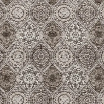 3' X 5' Khaki Ivory And Taupe Floral Medallion Washable Indoor Outdoor Area Rug