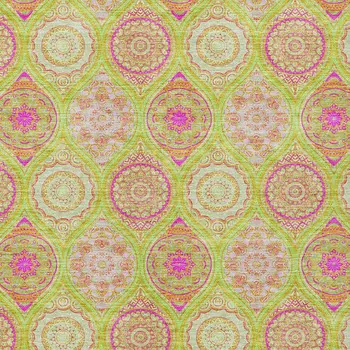 8' X 10' Lime Green Pink And Ivory Floral Medallion Washable Indoor Outdoor Area Rug