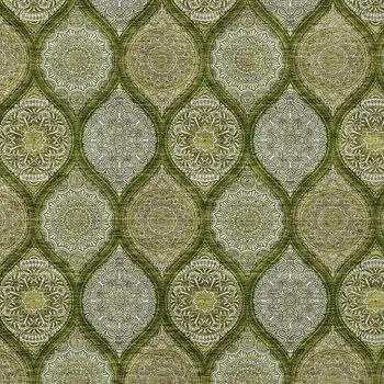 3' X 5' Olive Green Gold And Ivory Floral Medallion Washable Indoor Outdoor Area Rug