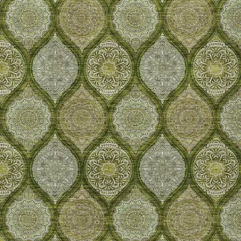 10' X 14' Olive Green Gold And Ivory Floral Medallion Washable Indoor Outdoor Area Rug