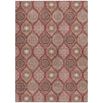 10' X 14' Orange Beige And Gray Floral Medallion Washable Indoor Outdoor Area Rug