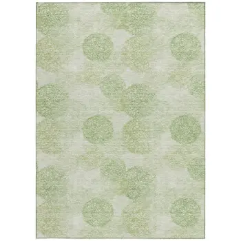 8' X 10' Sage Fern Green And Ivory Polka Dot Washable Indoor Outdoor Area Rug
