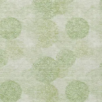 9' X 12' Sage Fern Green And Ivory Polka Dot Washable Indoor Outdoor Area Rug