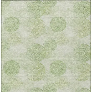 10' X 14' Sage Fern Green And Ivory Polka Dot Washable Indoor Outdoor Area Rug