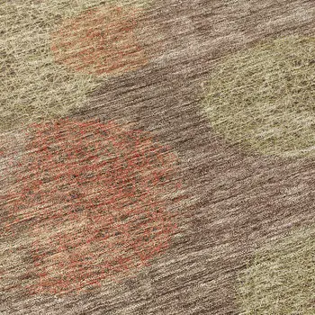 8' Brown Taupe And Sage Round Polka Dot Washable Indoor Outdoor Area Rug