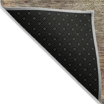 10' X 14' Brown Taupe And Sage Polka Dot Washable Indoor Outdoor Area Rug