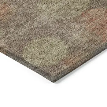 10' X 14' Brown Taupe And Sage Polka Dot Washable Indoor Outdoor Area Rug