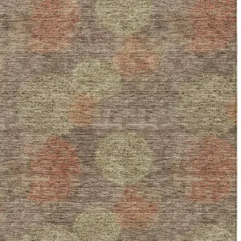 10' X 14' Brown Taupe And Sage Polka Dot Washable Indoor Outdoor Area Rug