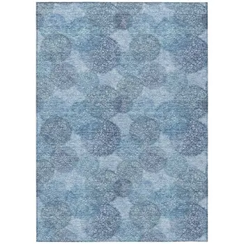 3' X 5' Denim Blue Navy Blue And Ivory Polka Dot Washable Indoor Outdoor Area Rug