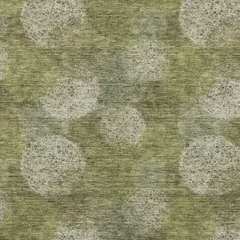 10' X 14' Green Ivory And Sage Polka Dot Washable Indoor Outdoor Area Rug