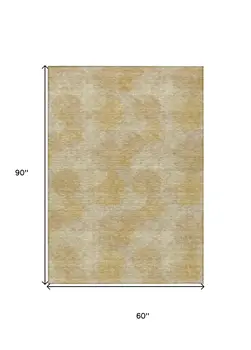5' X 8' Gold Beige And Wheat Polka Dot Washable Indoor Outdoor Area Rug