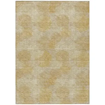 5' X 8' Gold Beige And Wheat Polka Dot Washable Indoor Outdoor Area Rug